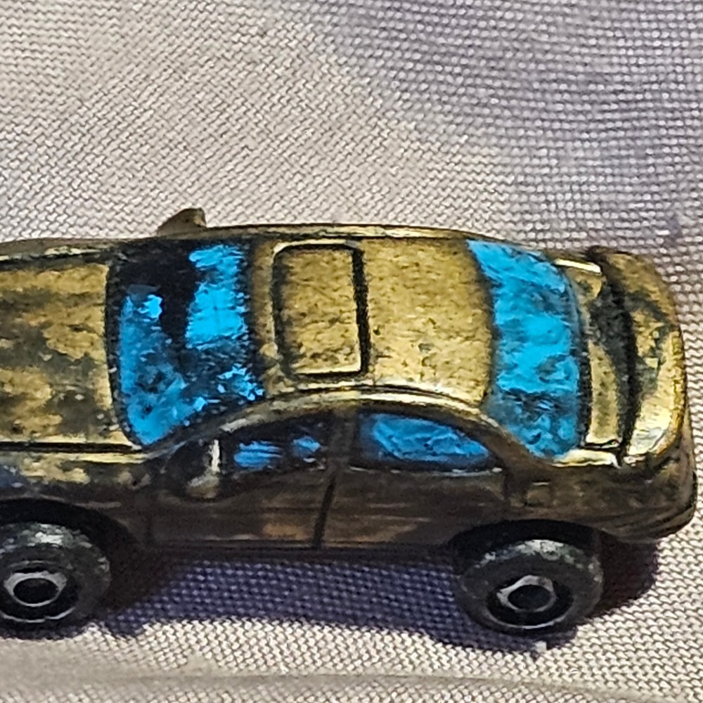 Vintage LGT Micro Die-Cast Sedan Gold Blue Windows Miniature Toy Car Collectible